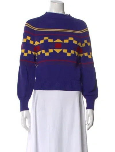 Pre-owned High Sport Striped Mock Neck Sweater In Purple