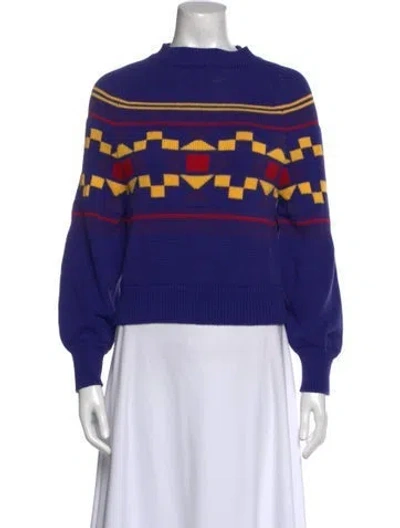 Pre-owned High Sport Striped Mock Neck Sweater In Purple