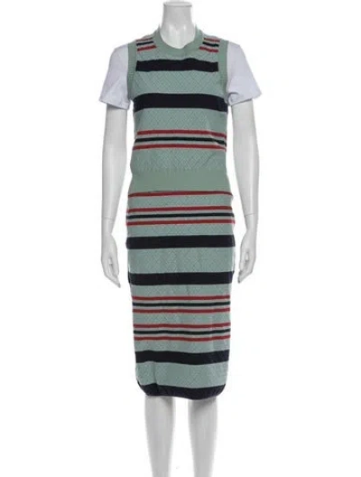 Pre-owned High Sport Striped Skirt Set In Green
