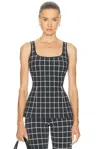High Sport Inna Windowpane Cotton-blend Knit Top In Black
