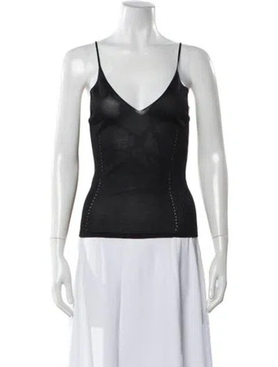 Pre-owned High Sport V-neck Sleeveless Top In Black