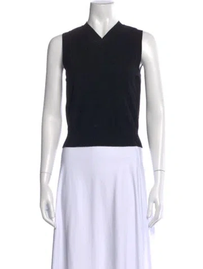Pre-owned High Sport V-neck Sleeveless Top In Black