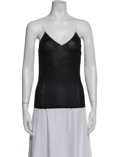 Pre-owned High Sport V-neck Sleeveless Top In Black