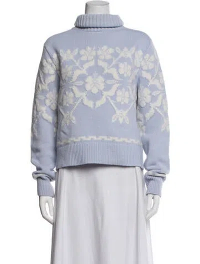 Pre-owned High Sport Wool Floral Print Sweater In Blue
