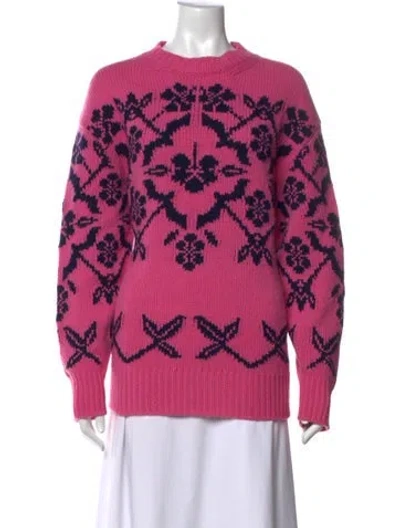 Pre-owned High Sport Wool Floral Print Sweater In Pink