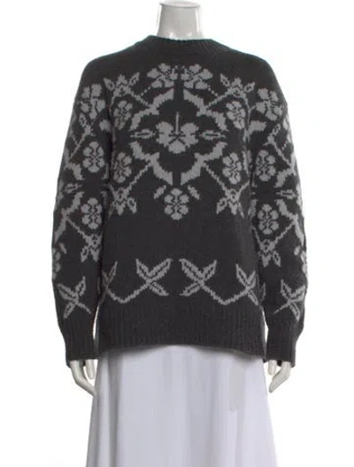 Pre-owned High Sport Wool Floral Print Sweater W/ Tags In Gray