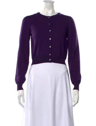 Pre-owned High Sport Wool Open Front Sweater W/ Tags In Purple