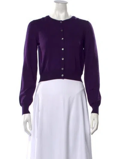 Pre-owned High Sport Wool Open Front Sweater W/ Tags In Purple
