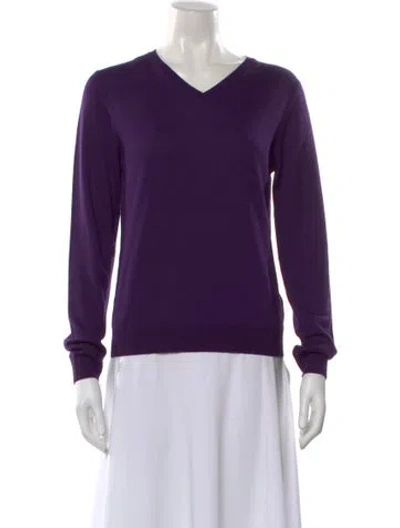Pre-owned High Sport Wool V-neck Sweater W/ Tags In Purple
