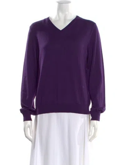 Pre-owned High Sport Wool V-neck Sweater W/ Tags In Purple