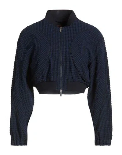 High Tech Genius Woman Jacket Navy Size 12 Polyester, Rubber In Blue