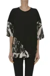 High Tech Printed Satin Inserts T-shirt In Black
