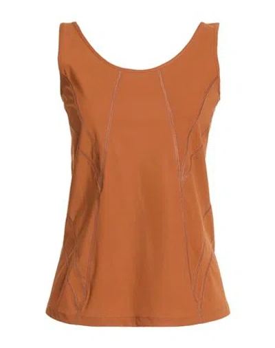 High Tech Watchful Woman Top Brown Size 12 Nylon, Elastane In Orange
