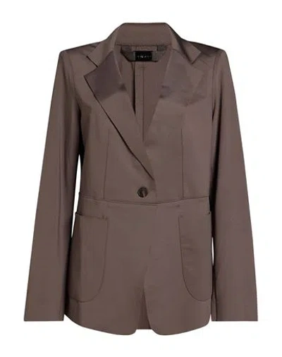 High Tech Woman Blazer Taupe Size 4 Polyester, Elastane