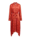 High Tech Woman Midi Dress Brick Size 12 Polyester In Brown