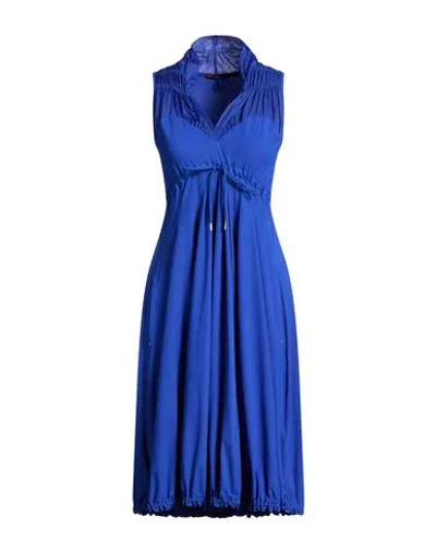 High Tech Woman Midi Dress Bright Blue Size 12 Nylon, Elastane