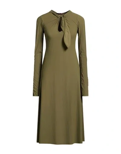 High Tech Woman Midi Dress Military Green Size 12 Polyamide, Elastane