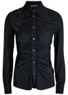 High Tether Ruched Stretch-jersey Shirt In Blue