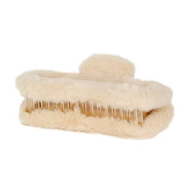 High Tide Soft Straight Claw Clip | Beige Fuzzy Hair Accessory | Comfortable Fur Jaw Clip