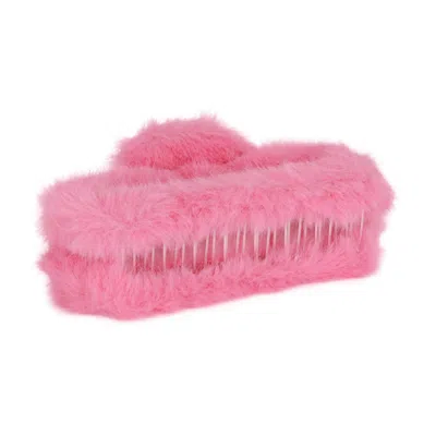 High Tide Soft Straight Claw Clip | Hot Pink Fuzzy Hair Accessory | Comfortable Fur Jaw Clip