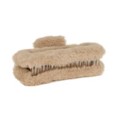 High Tide Soft Straight Claw Clip | Mink Light Brown Fuzzy Hair Accessory | Comfortable Fur Jaw Clip