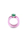 High Tied Candy Gemstone Acrylic Ring White/pink Stone