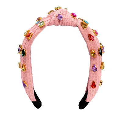 High Tied Fashionable Colorful Rhinestone Knotted Headband Pink
