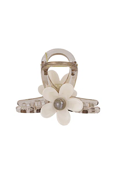 High Tied Flower Hair Claw Beige Petal