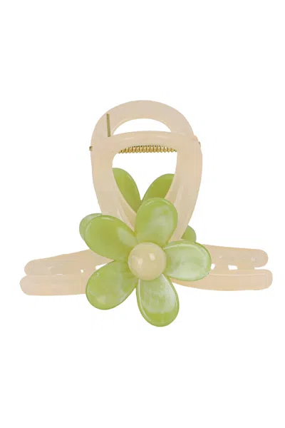 High Tied Flower Hair Claw Green Petal