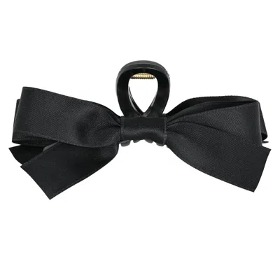 High Tied Large Claw Clip With Bow Black
