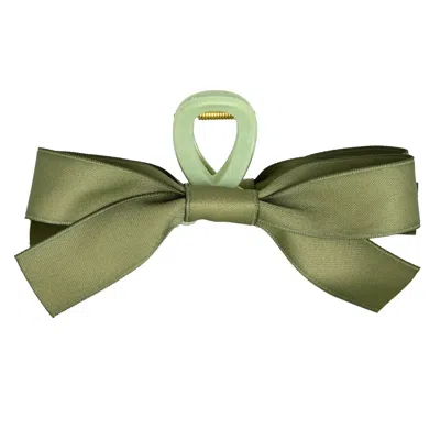 High Tied Large Claw Clip With Bow Green