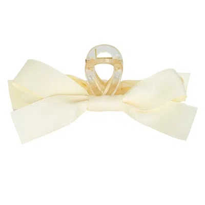 High Tied Large Claw Clip With Bow Ivory