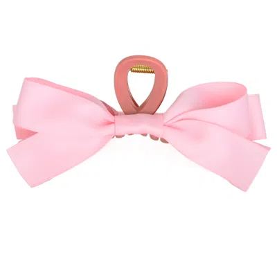 High Tied Large Claw Clip With Bow Pink