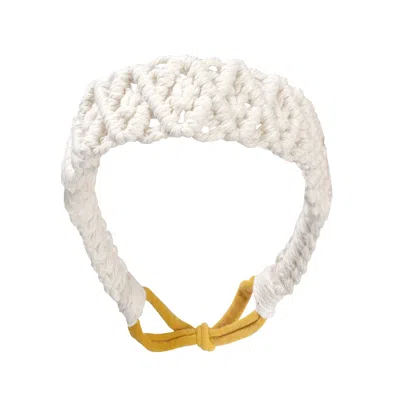 High Tied Macrame Bohemian Hand Woven Cotton Headband White