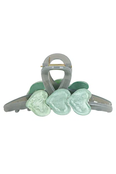High Tied Resin Hair Claw Clip 3 Green Heart