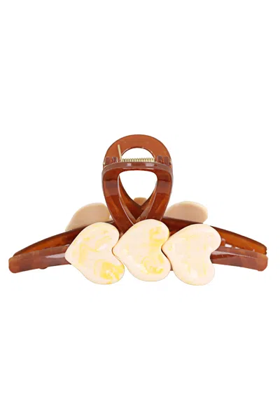 High Tied Resin Hair Claw Clip 3 White Heart