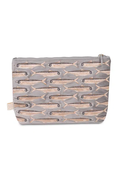 High Tied Sardines Embroidered Wet Bikini Pouch Grey