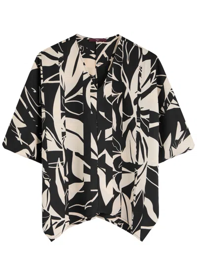 High Tingle Printed Satin Top In Beige