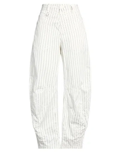 High Use Happily Woman Pants White Size 12 Cotton, Elastane