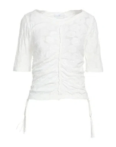 High Use Stitch Woman Top White Size M Cotton, Hemp