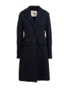 HIGH HIGH USE WOMAN COAT NAVY SIZE 8 NYLON, RAYON, VIRGIN WOOL, ELASTANE