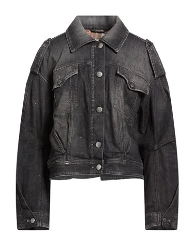 High Use Woman Denim Outerwear Charcoal Size 12 Cotton, Elastane In Gray