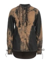 High Use Woman Denim Shirt Camel Size 12 Cotton