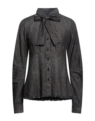 High Use Woman Denim Shirt Charcoal Size 10 Cotton In Gray