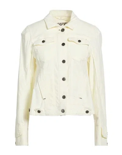 High Use Woman Jacket Cream Size 12 Cotton, Modal, Elastane In White