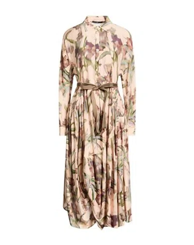 High Use Woman Midi Dress Beige Size 10 Rayon, Silk In Neutral