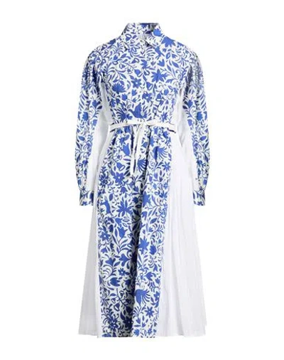 High Use Woman Midi Dress Blue Size 10 Cotton