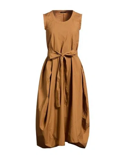 High Use Woman Midi Dress Camel Size 10 Cotton In Brown