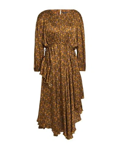 High Use Woman Midi Dress Dark Green Size 12 Rayon, Silk
