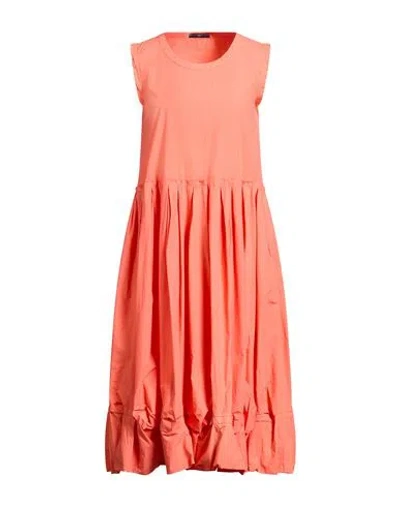 High Use Woman Midi Dress Salmon Pink Size 10 Cotton In Orange